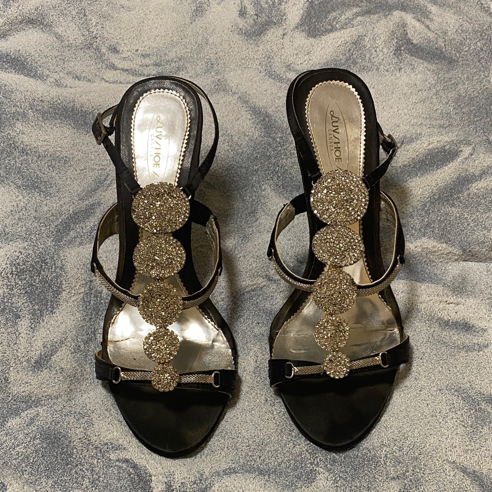 LuvShoes Black and Silver Sparkly Embellished heels.
